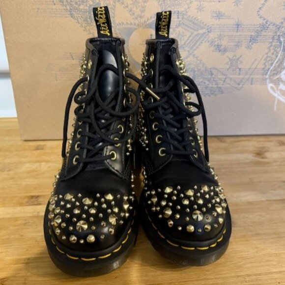 NWOT - Dr Martens 1460 Midas Smooth Leather Gold Studded Boots – RARE - Picture 3 of 16